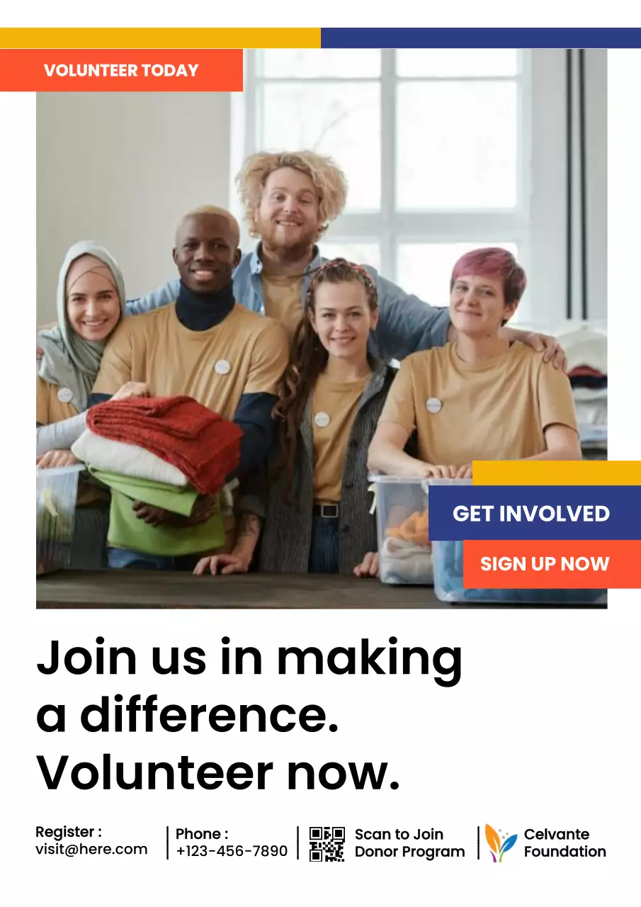 Orange Modern Volunteer Promotion Web Poster