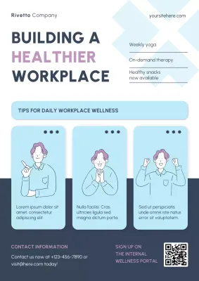 Blue Modern Workplace Wellness Program Promotion Poster