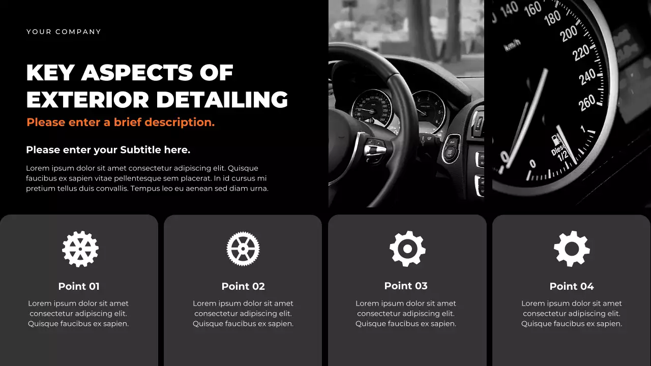 Black Modern Car Maintenance Guide Presentation