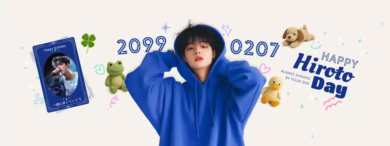 アイボリー 青 ポップ 誕生日 ポスター アイドル誕生日カフェ