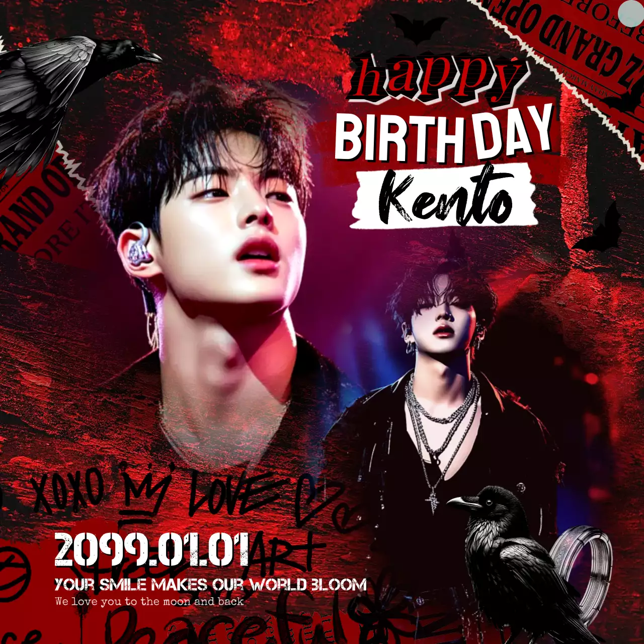 赤 黒 ポップ 誕生日 ポスター ダークセンイル