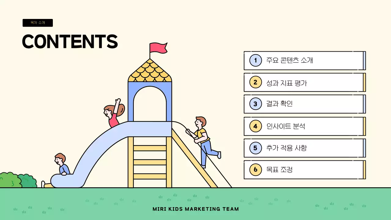 노랑과 초록의 아기자기한 키즈 콘텐츠 인사이트 분석 보고서