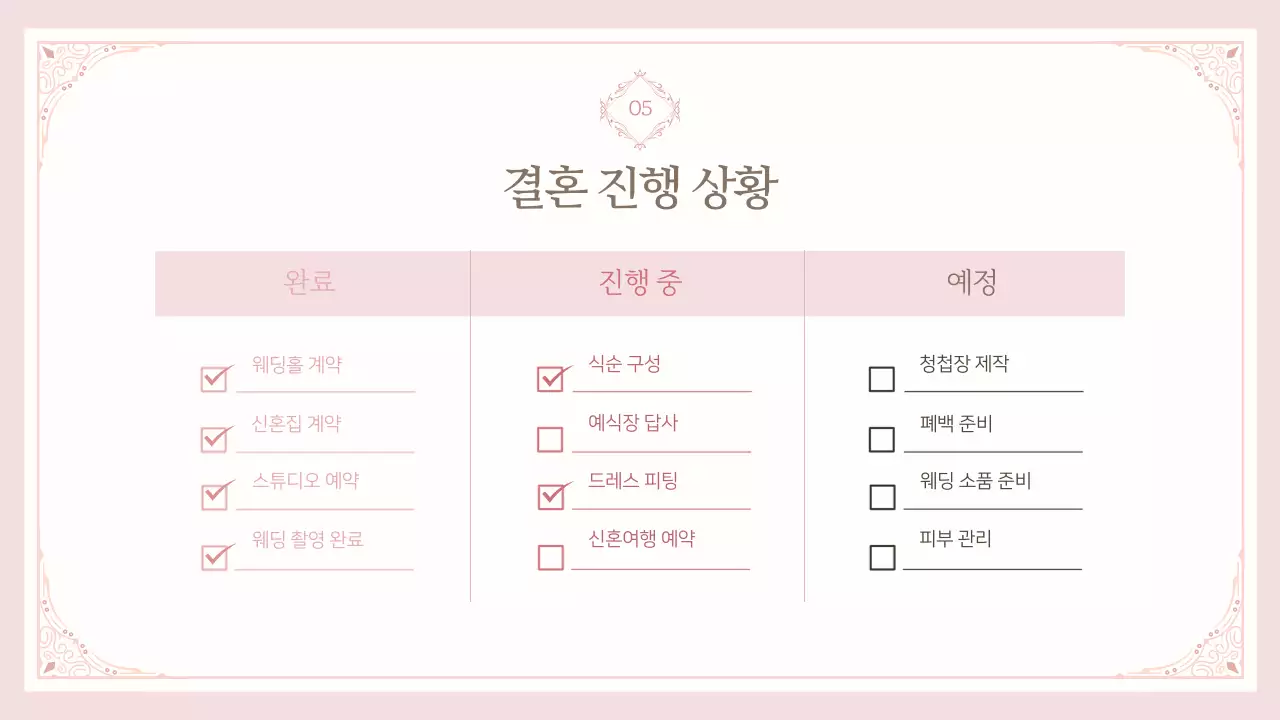 핑크 우아한 결혼 초대장