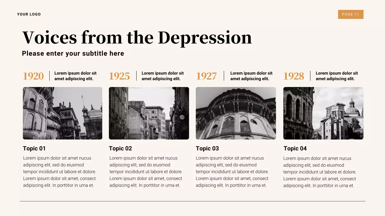 Brown and Orange Vintage Great Depression History Presentation