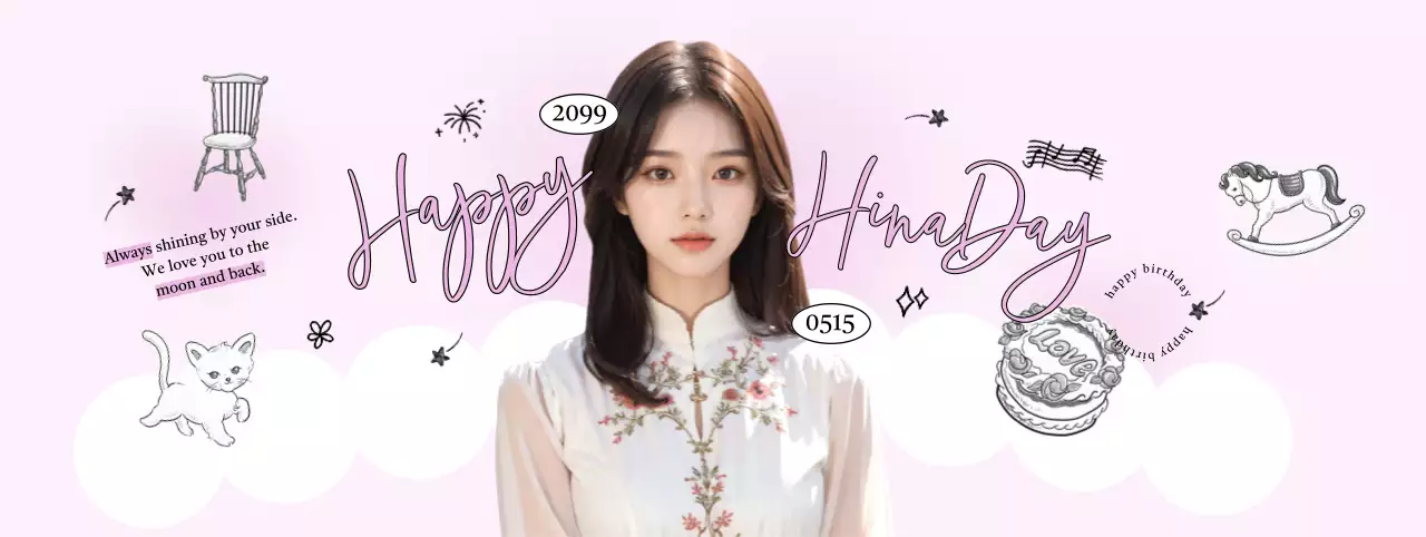 ピンク キュート 誕生日 ポスター アイドル誕生日カフェ