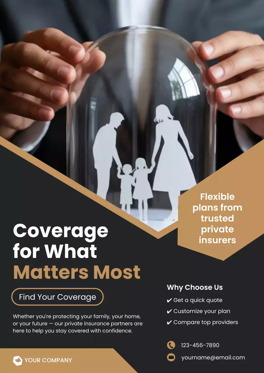 Black Modern Insurance Advertisement Poster