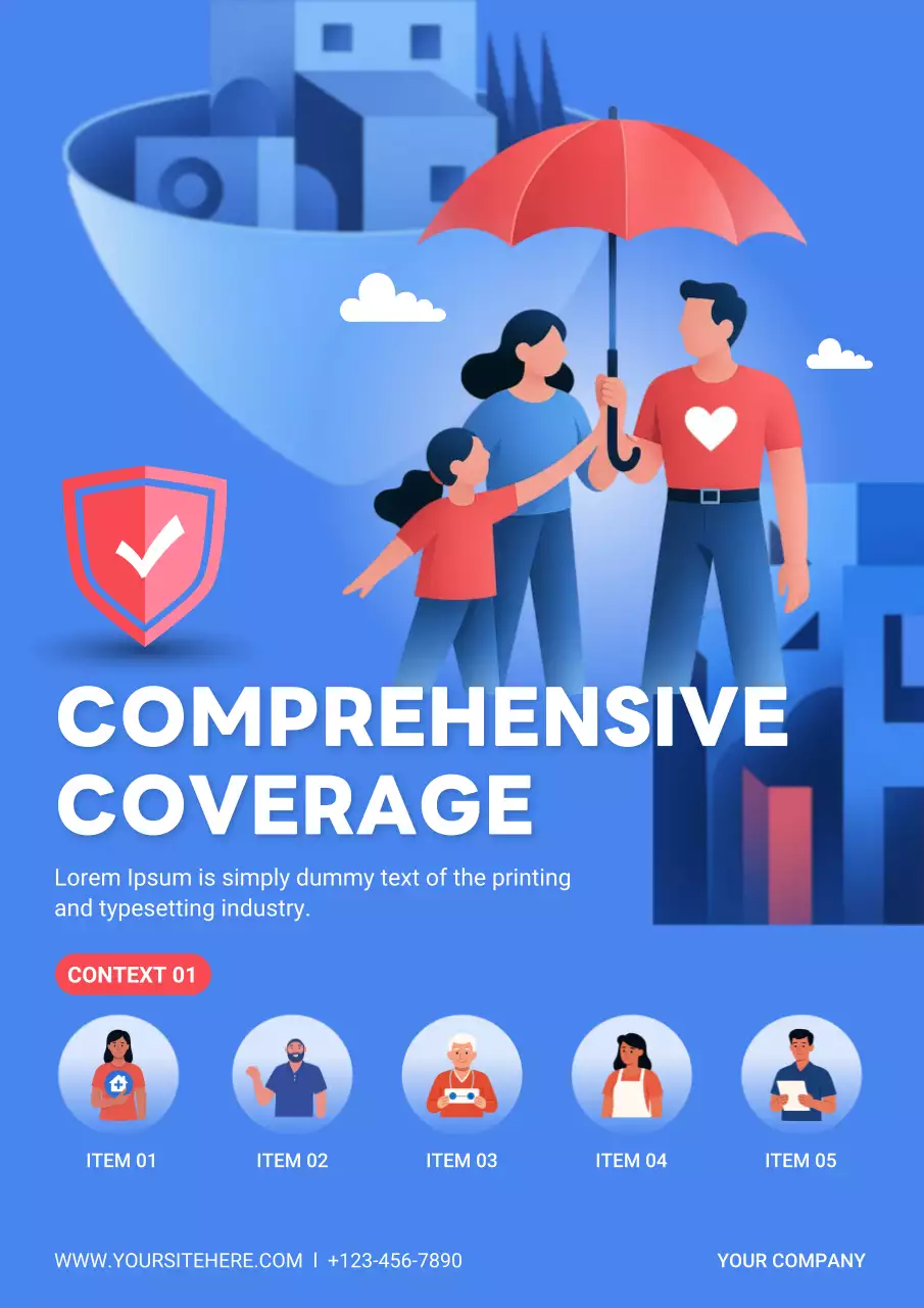 Blue Modern Insurance Advertisement Poster