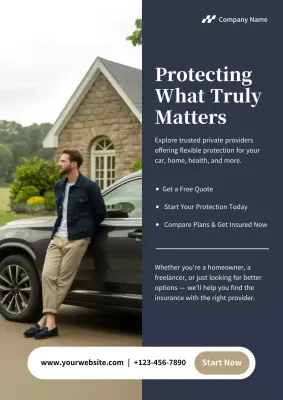 Navy Modern Insurance Advertisement Poster