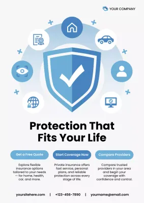 Blue Modern Insurance Promotion Poster