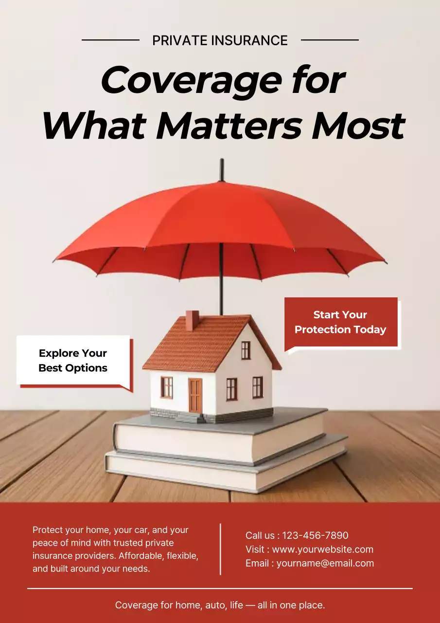 Red Modern Insurance Promotion Poster