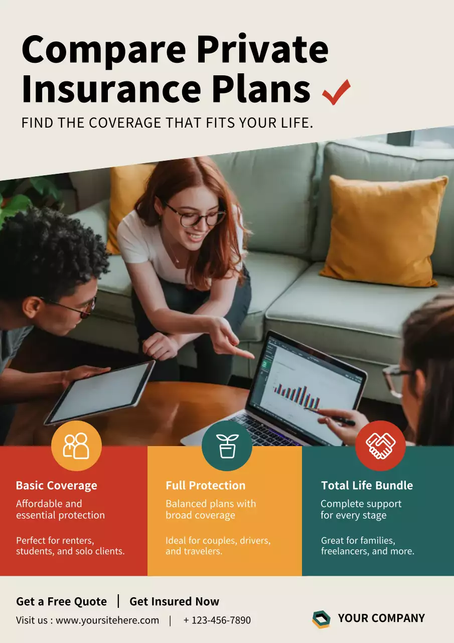 Beige Modern Insurance Advertisement Poster