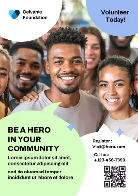 Green Modern Community Volunteer Promotion Poster