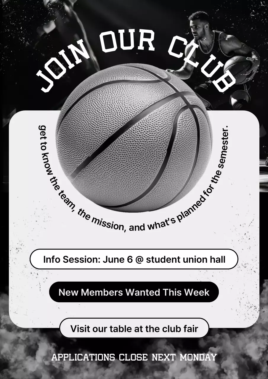 Black  Modern Basketball Recruitment Poster