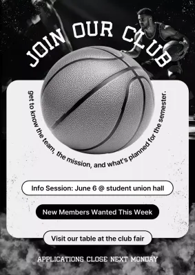 Black Modern Basketball Recruitment Poster