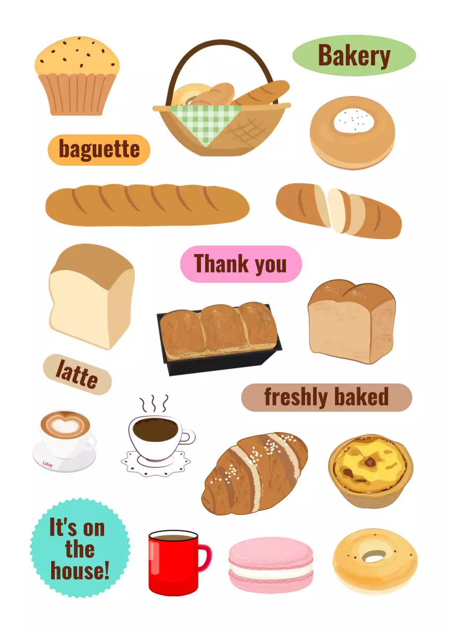연두 아기자기한 베이커리 스티커
