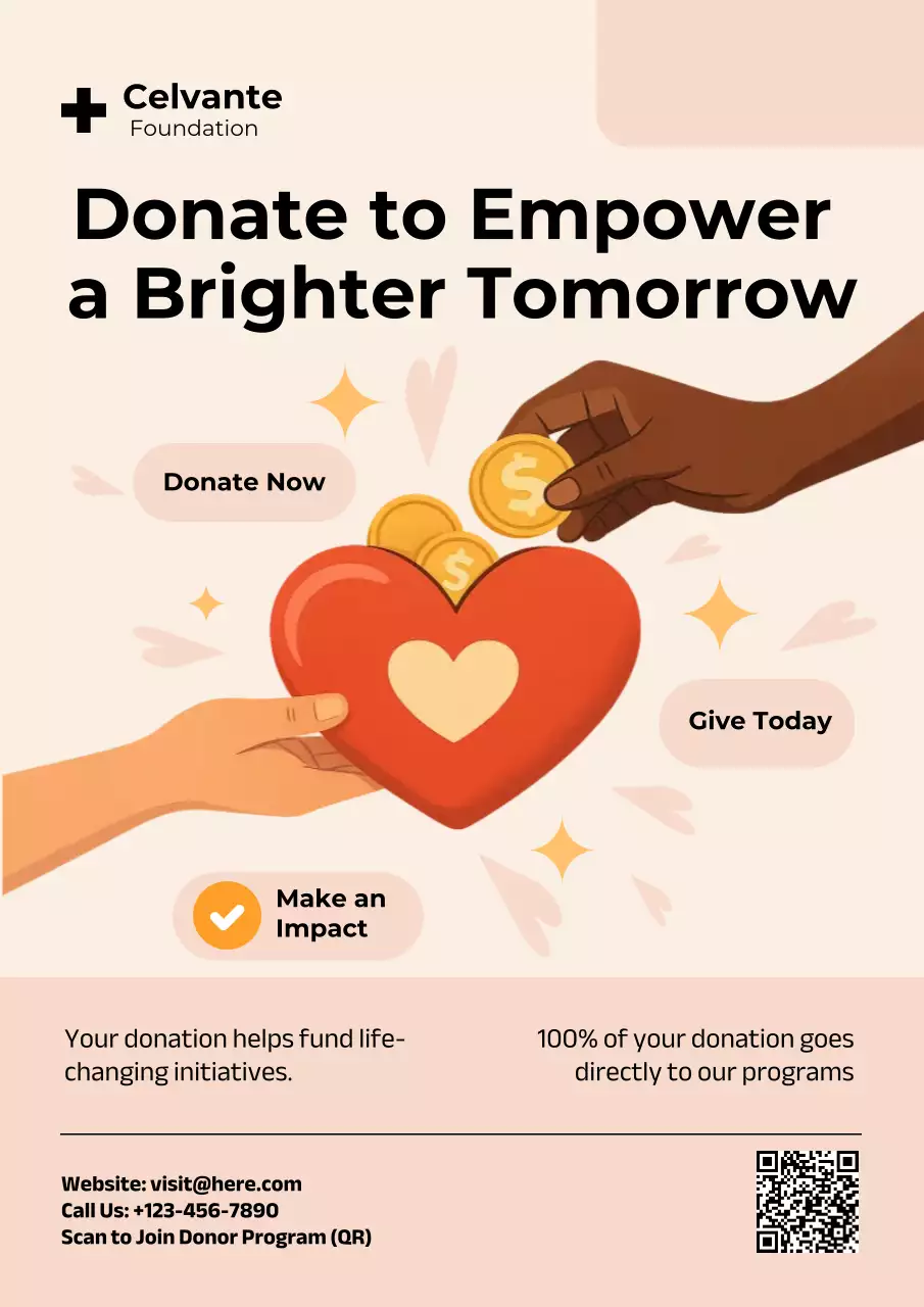 Beige Modern Donation Promotion Poster