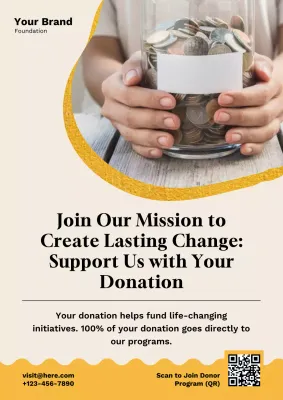 Beige Simple Donation Promotion Poster