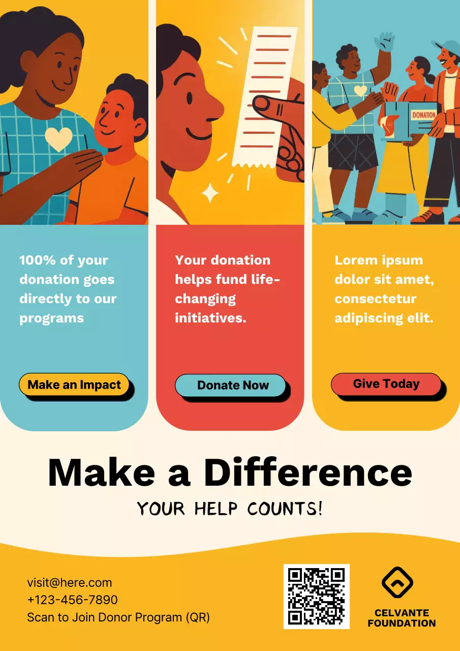 Colourful Modern Donation Promotion Poster