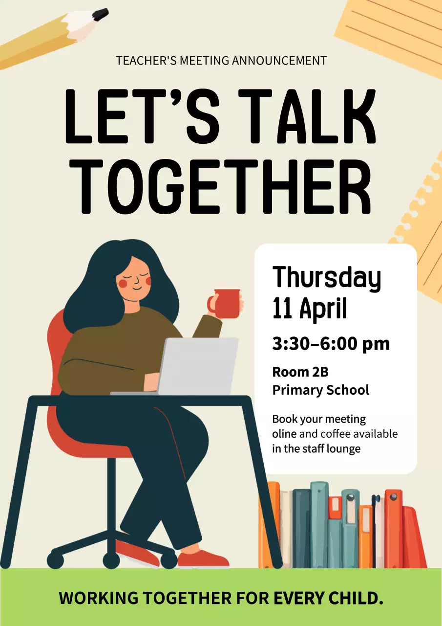 Beige Modern Meeting Announcement Poster