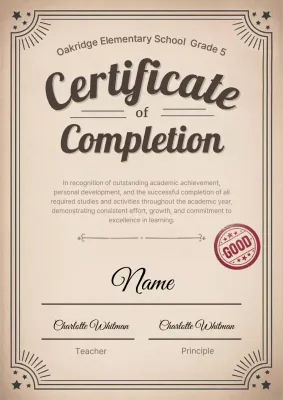 Beige Vintage Certificate Completion Document