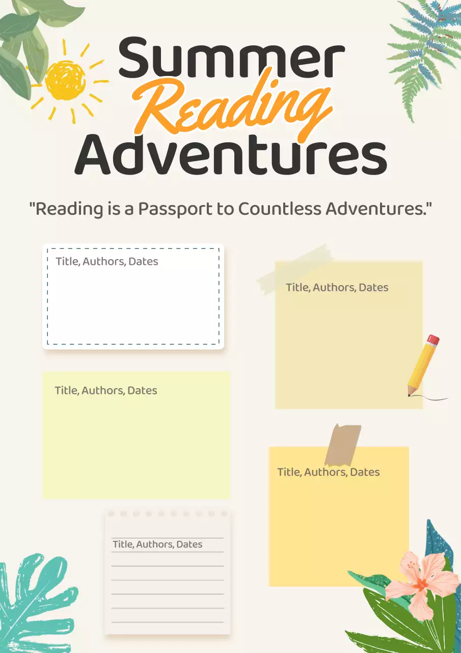 Beige Tropical Reading Planner