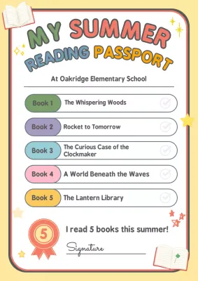 Colourful Playful Reading Certificate Summer Vacation