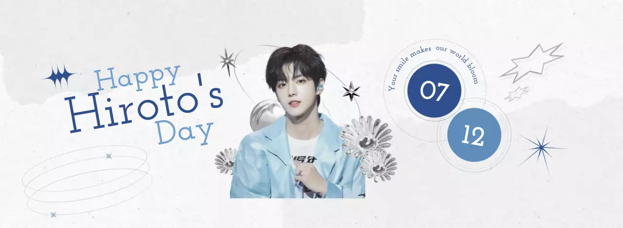 青 モダン アイドル誕生日カフェ