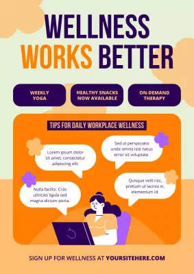 Orange Flat Modern Workplace Wellness Program Promotion Poster