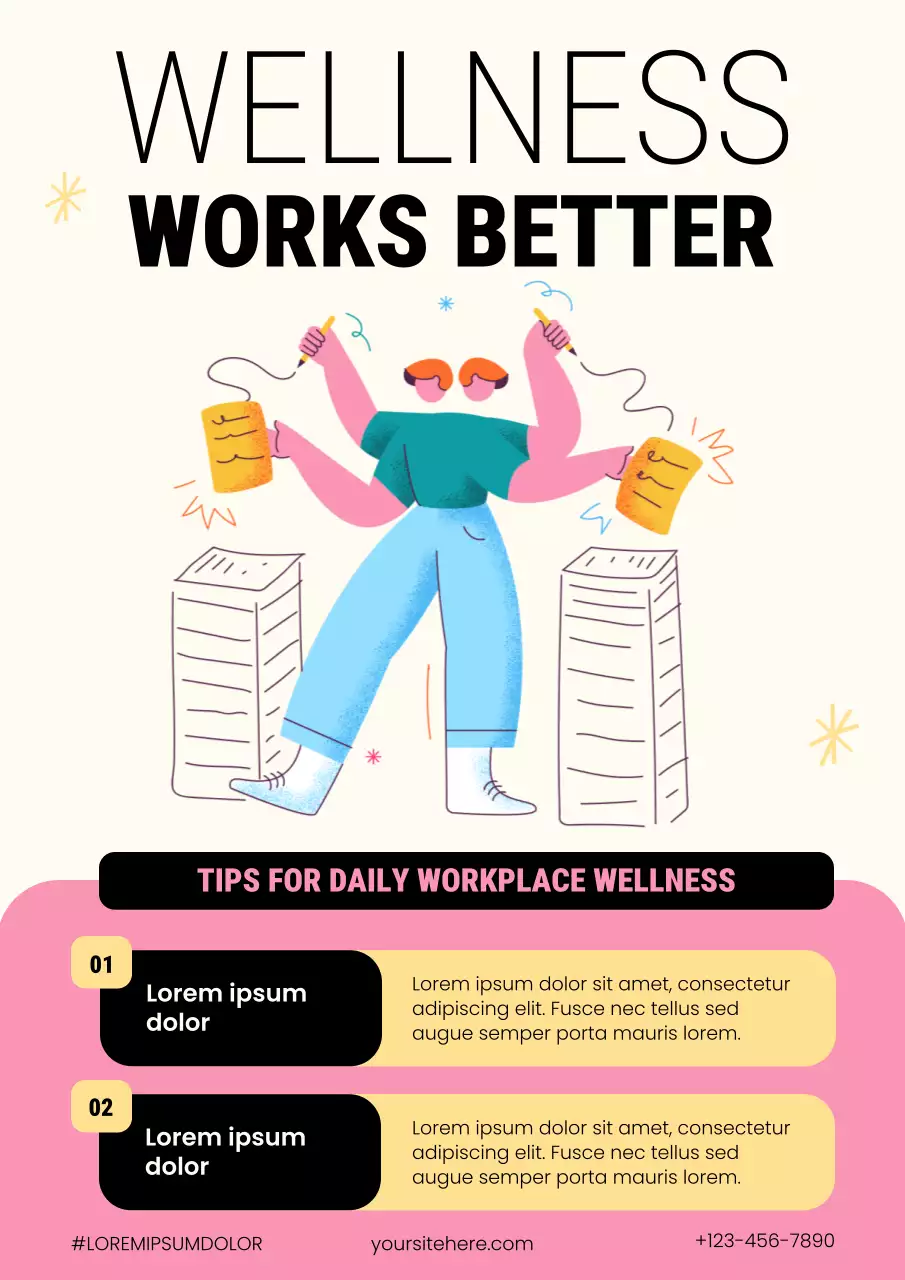 Beige and Pink Workplace Wellness Program Promotion Poster