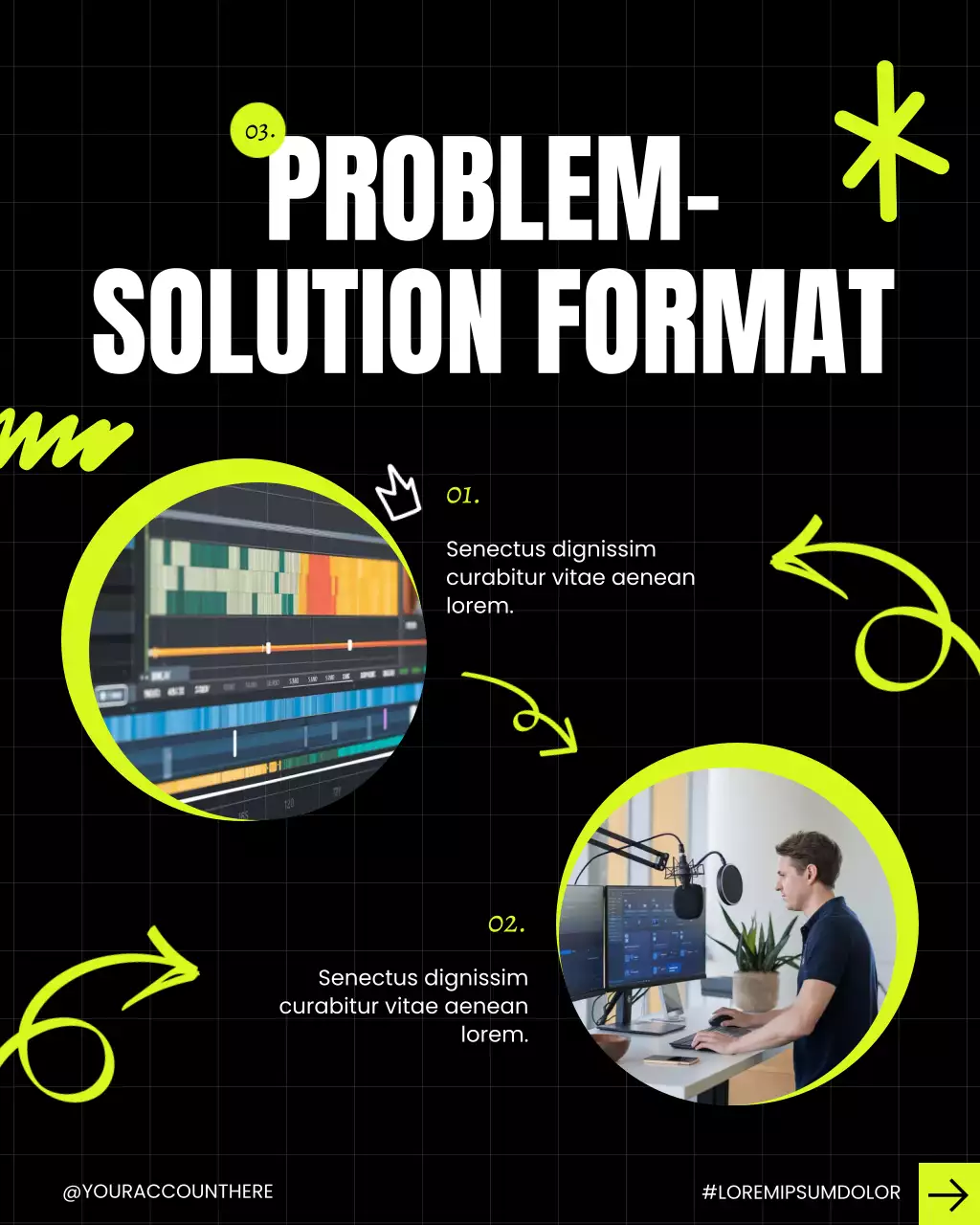 Neon Green Modern Content Creation Tips Instagram Post