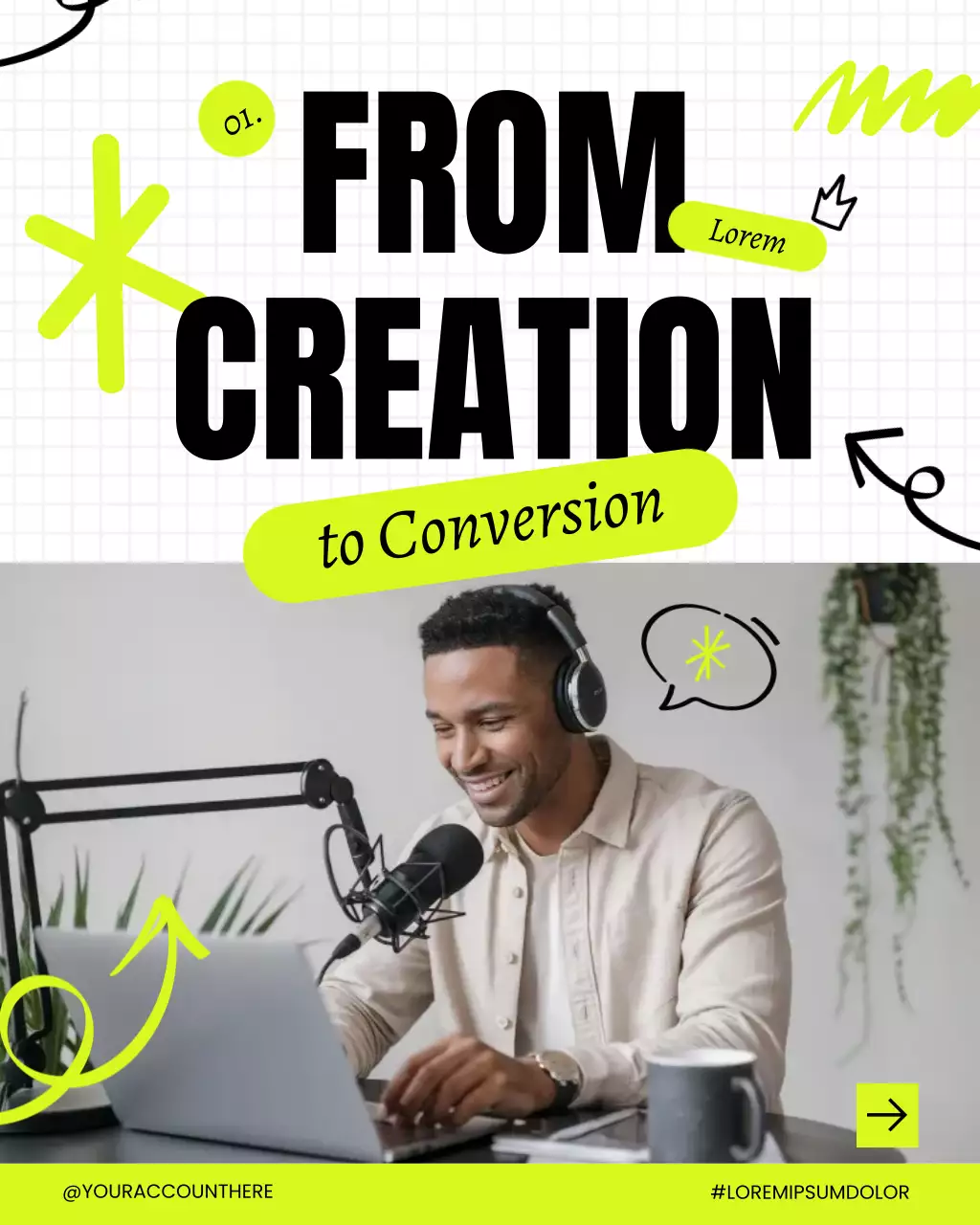 Neon Green Modern Content Creation Tips Instagram Post