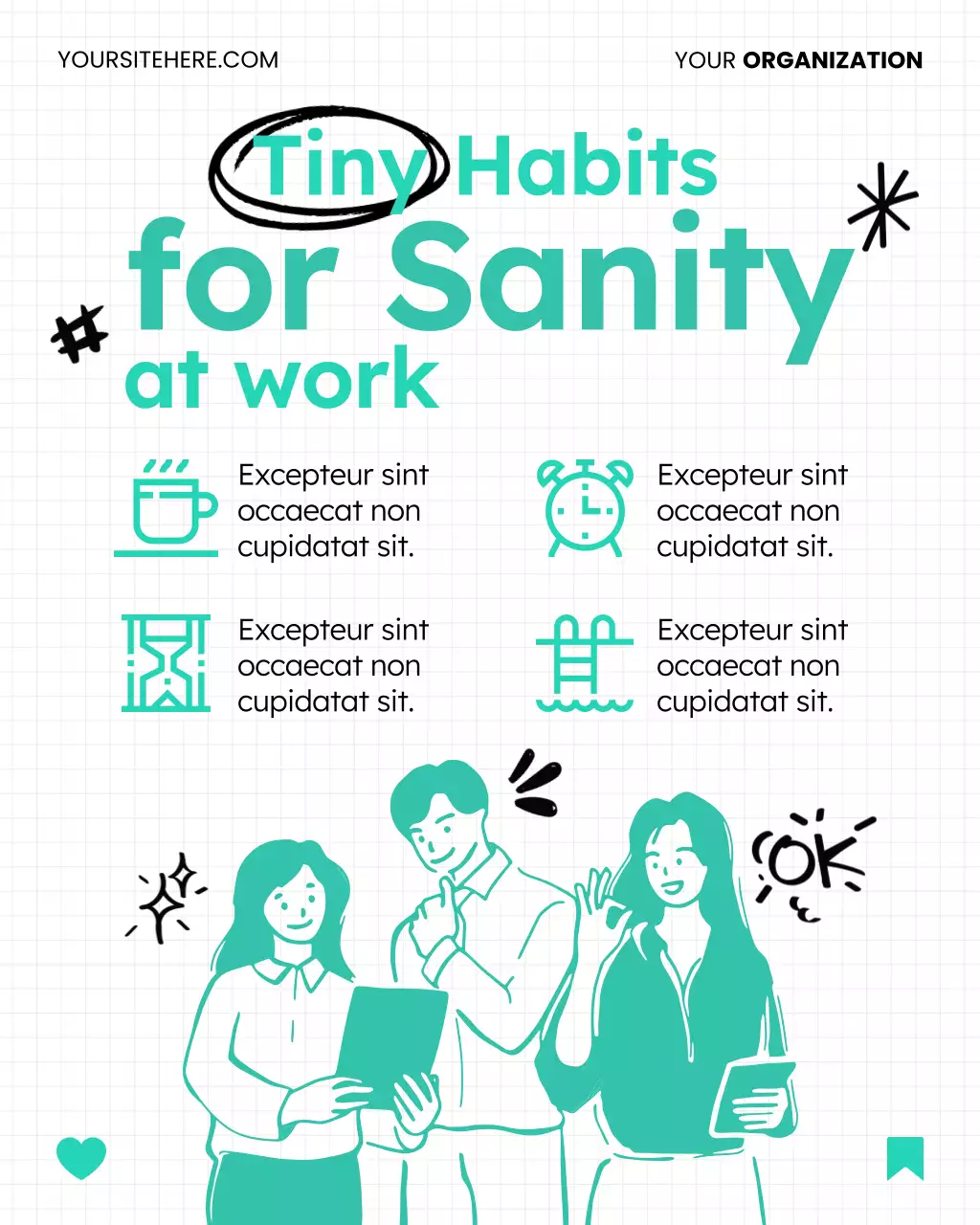 Fun and Simple Doodle Work Life Balance Wellness Instagram Post