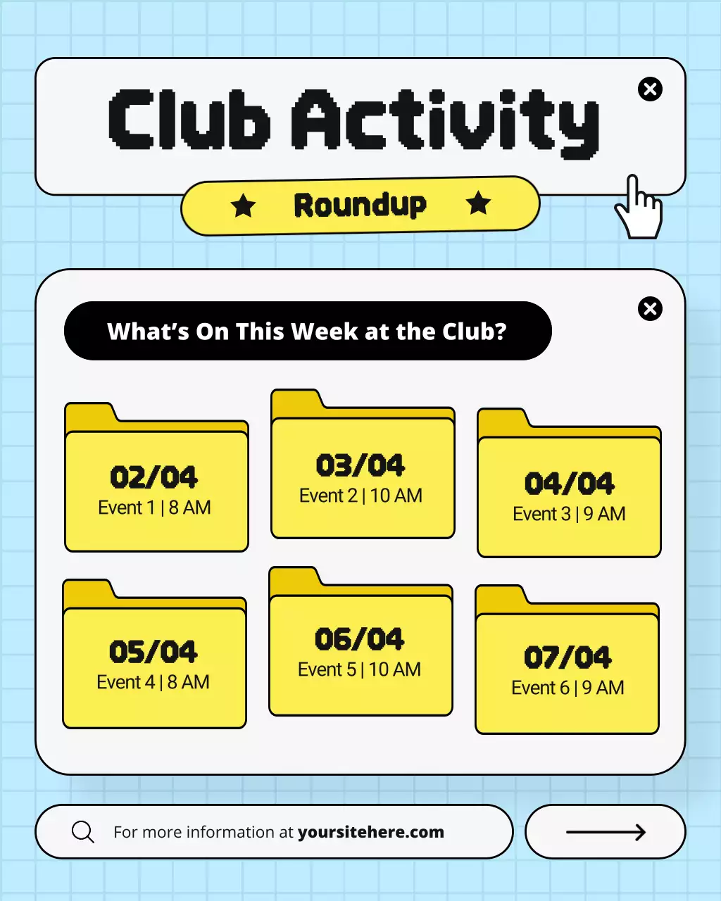 Blue and Yellow UI Design Club Weekly Events Instagram Post