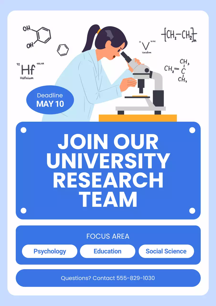 Blue and White Illustrative Research Study Recruitment Poster