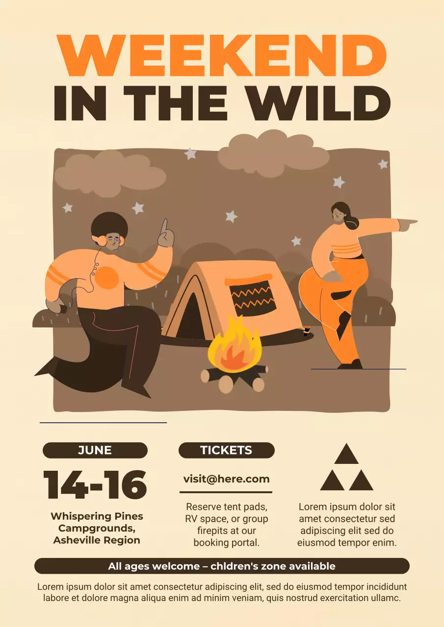 Earth Tone Camping Event Announcement Poster