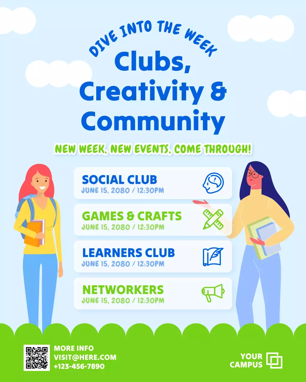 Fun and Bright University Student Club Weekly Event Instagram Post