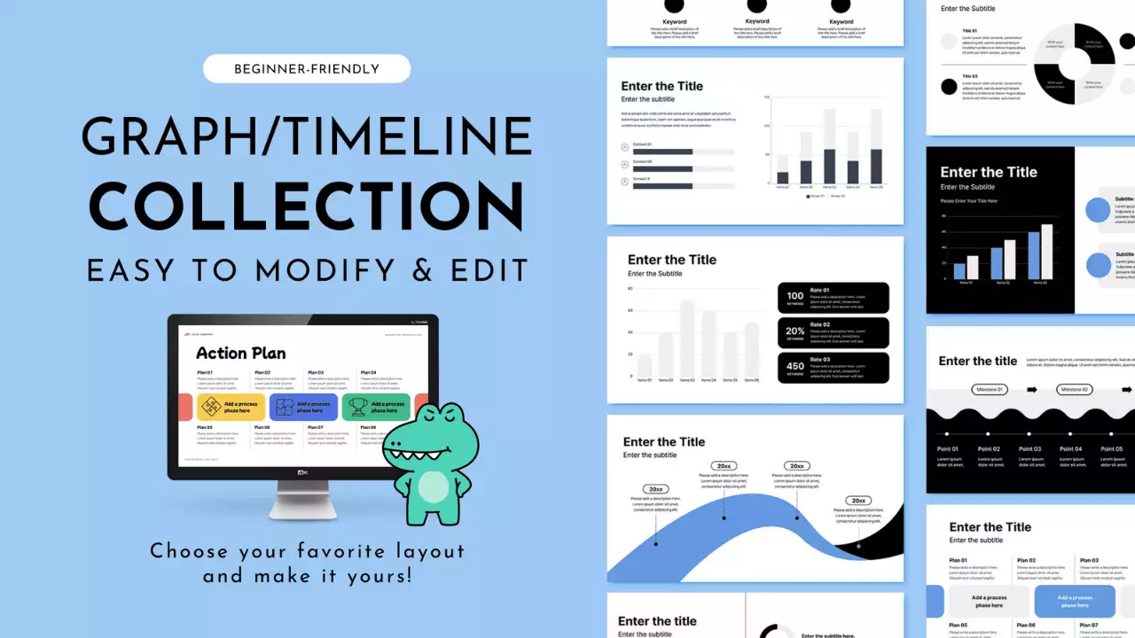 White and Blue Modern Graph and Timeline Collection Presentation