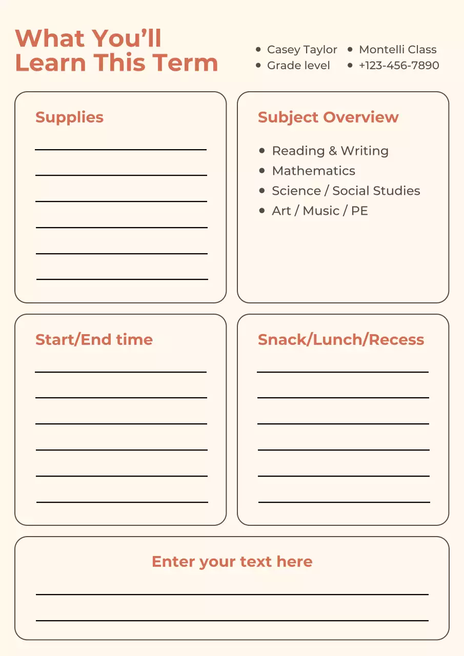 Beige Minimal School Planner Poster