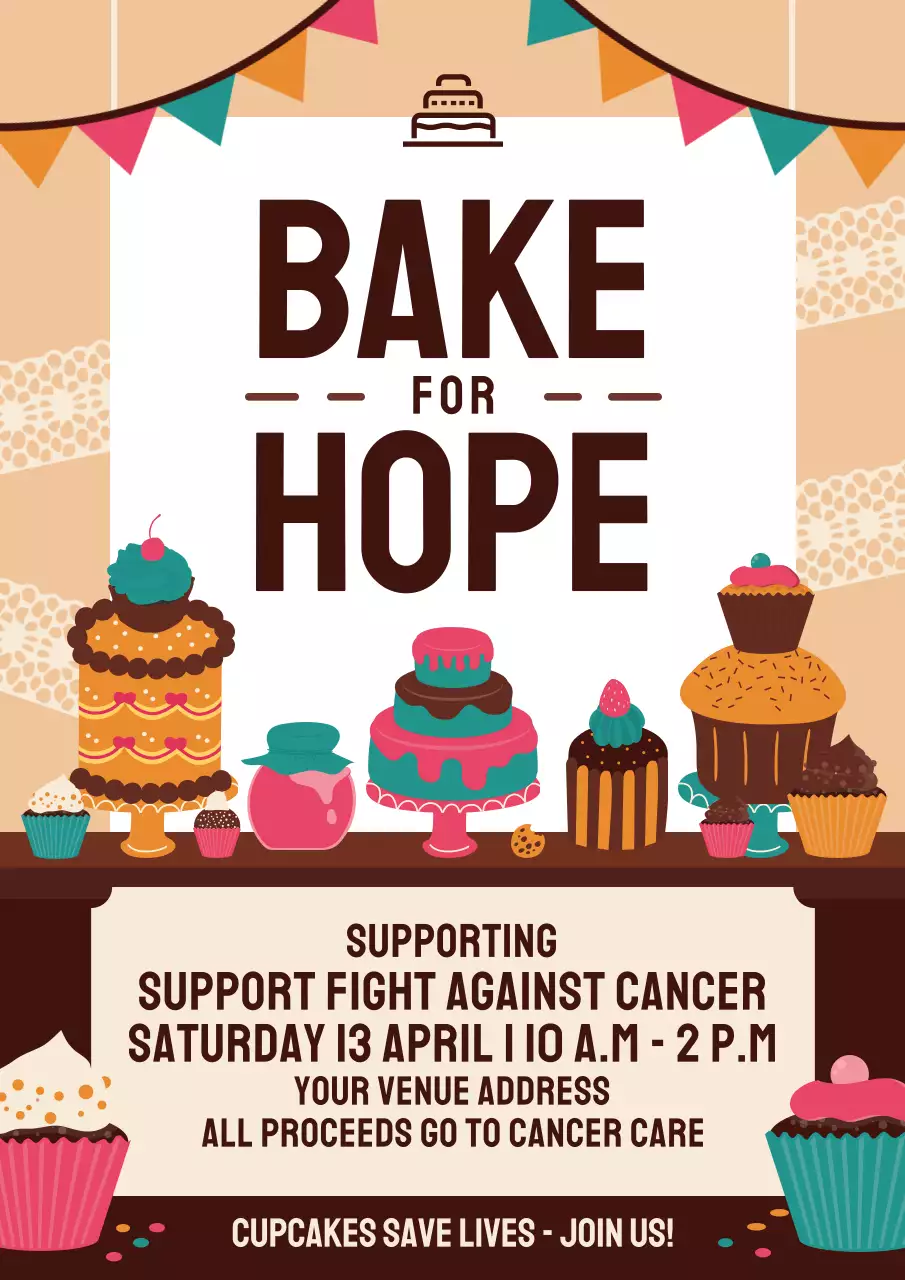 Beige Retro Bake Sale Promotion Poster