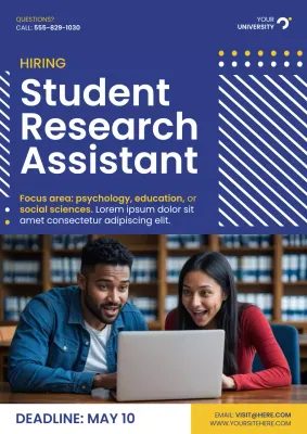 Navy Blue Yellow Simple Geometric Research Study for University Students Poster