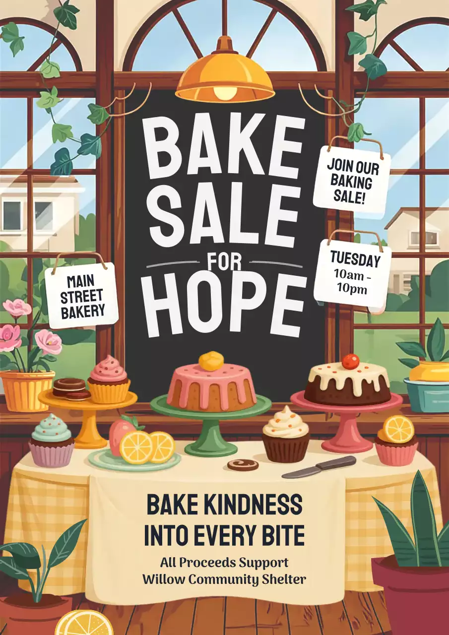 Yellow Vintage Bake Sale Promotion Poster