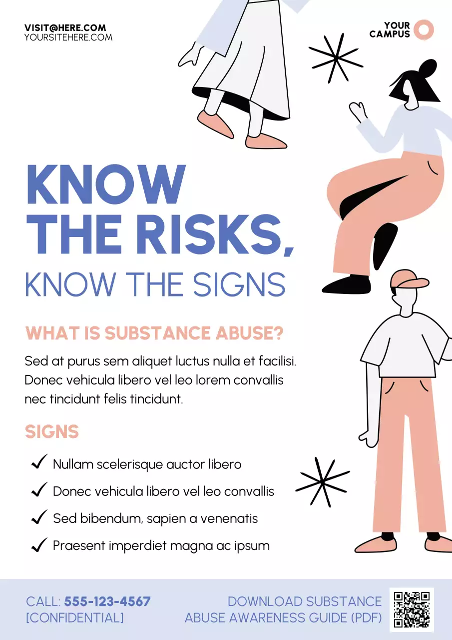 Flat Illustration Style for Understanding Substance Abuse to Raise Student Awareness Poster