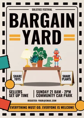 Beige Retro Yard Sale Announcement Poster