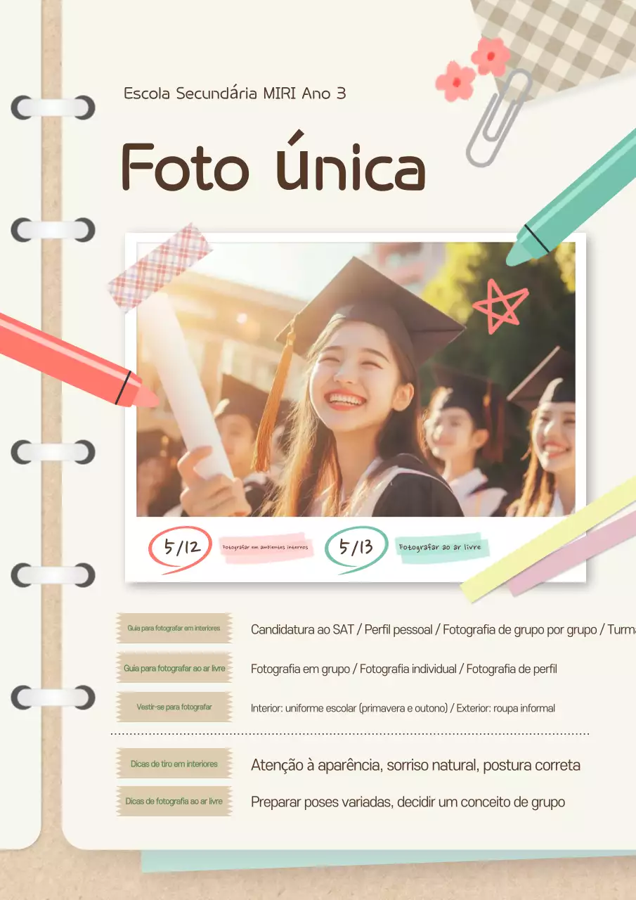 Guia de fotos de formatura simples bege