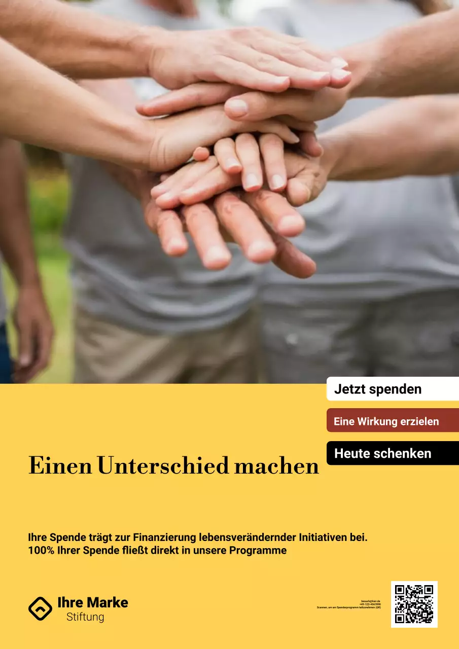 Gelbes modernes Wohltätigkeitswerbeplakat