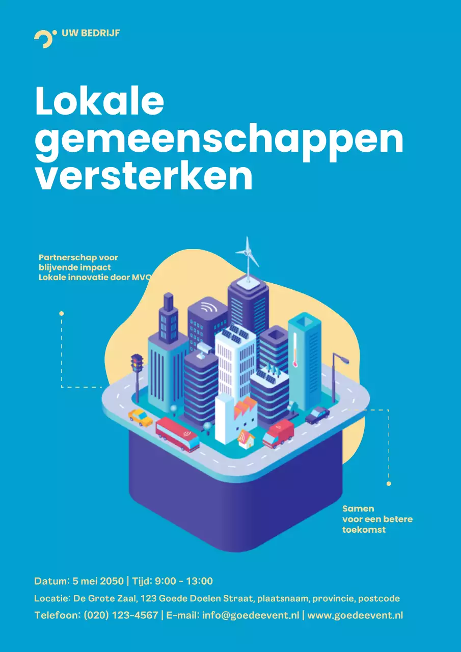 Poster van het Blue Modern Community-evenement