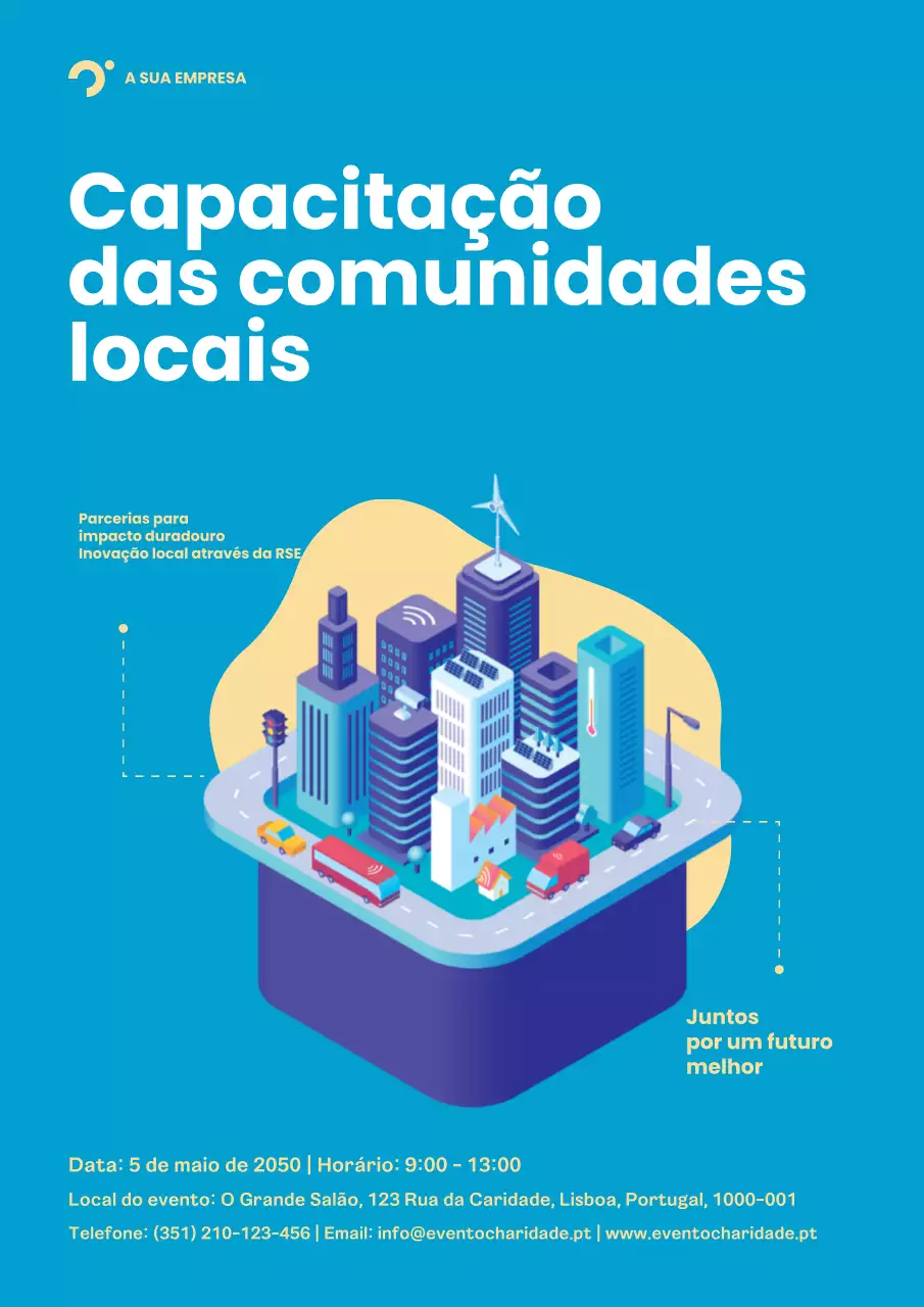 Cartaz do evento comunitário moderno azul
