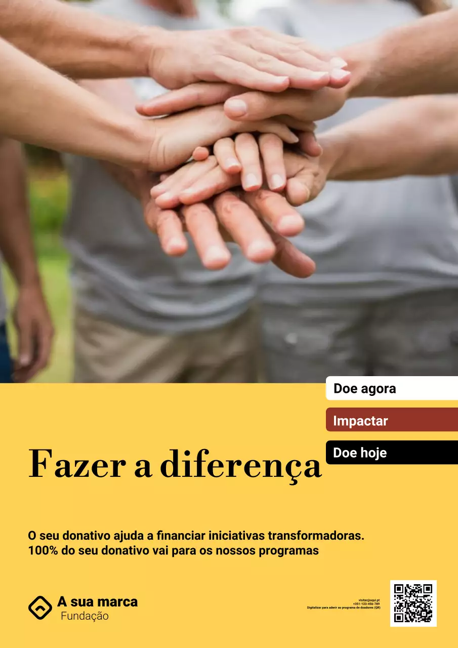 Cartaz amarelo moderno de promoção de caridade
