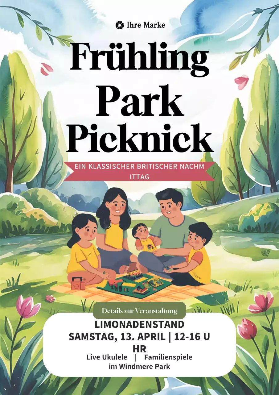 Grüne Vintage Picknick-Einladung