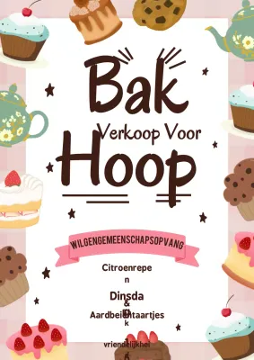 Aankondiging van de roze retro bakverkoop